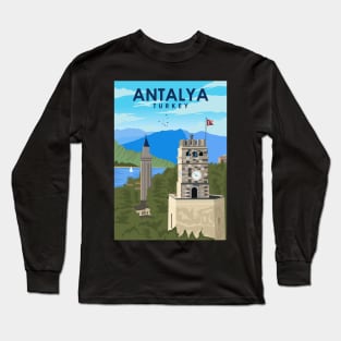 Antalya Turkey Vintage Travel Poster Long Sleeve T-Shirt